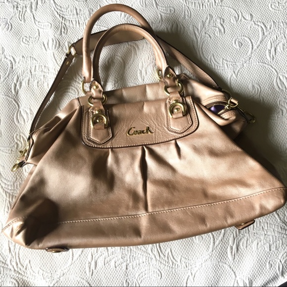 Coach Handbags - COACH tan purse has an iridescent sparkle to it.